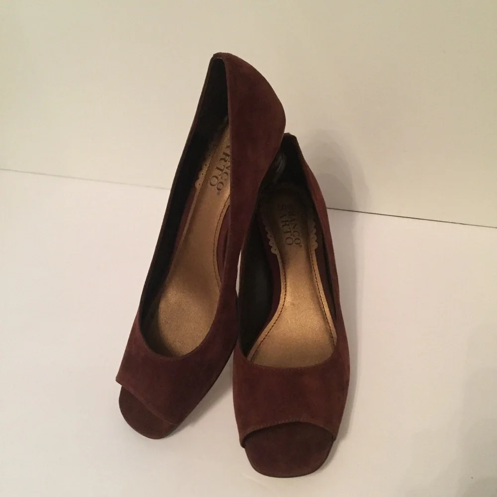 FRANCO SARTO NEW SHOES WEDGE BROWN SUEDE LEATHER Size 7.5